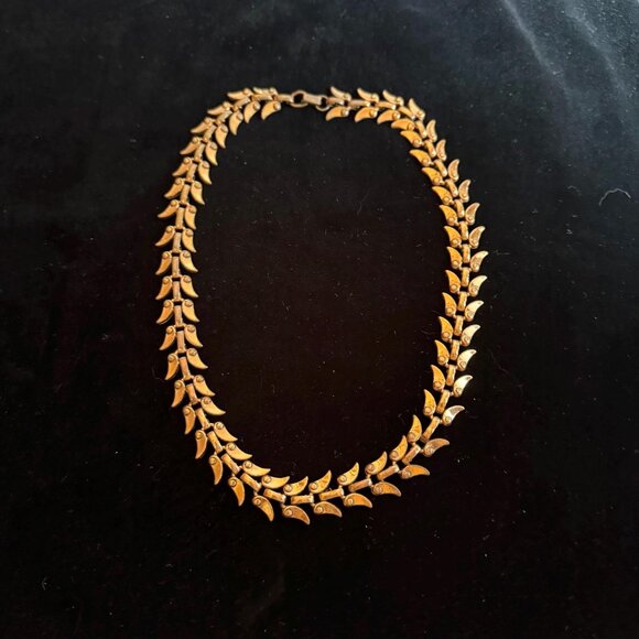 Vintage "Renoir" Copper Linked Collar Choker Bib 18 inches - Picture 7 of 10